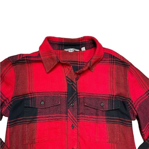 ATHLETA Trail to Town Tunic Shirt Dress Red Black Plaid Size Small - Picture 6 of 10